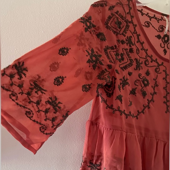 Free People Pennies Sequel Embroidered Semi-Sheer Peplum Top - Picture 6 of 6